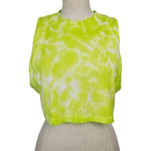 Lululemon All Yours Tank Cropped Pima Cotton‎ Tie Dye Neon Yellow Muscle Tee 4